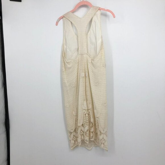 Maje Paris Creme Ecru Rye crochet sleeveless  mini dress lace hem racerback 3 - Picture 5 of 16